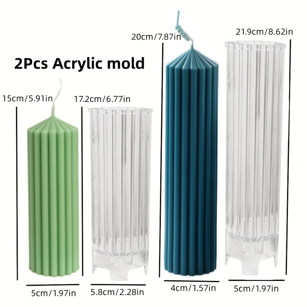 Image of Resin Casting Molds 2pcs Diy Thick Stripe Cylindrical Candle Molds 3d Geometric Peaked Fine-toothed Cylindrical Candle Making Mold Acrylic Mould