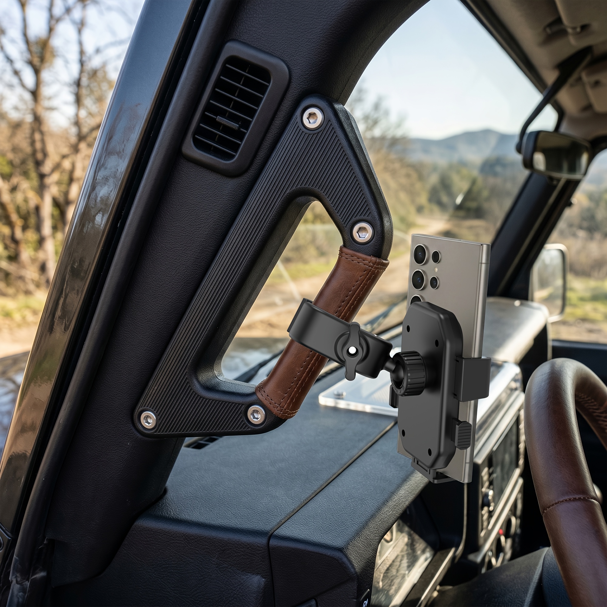 TEMU Universal Vehicle Phone Mount For Suvs/trucks/forklifts - Triangular Stable Shockproof Anti-vibration Navigation Holder