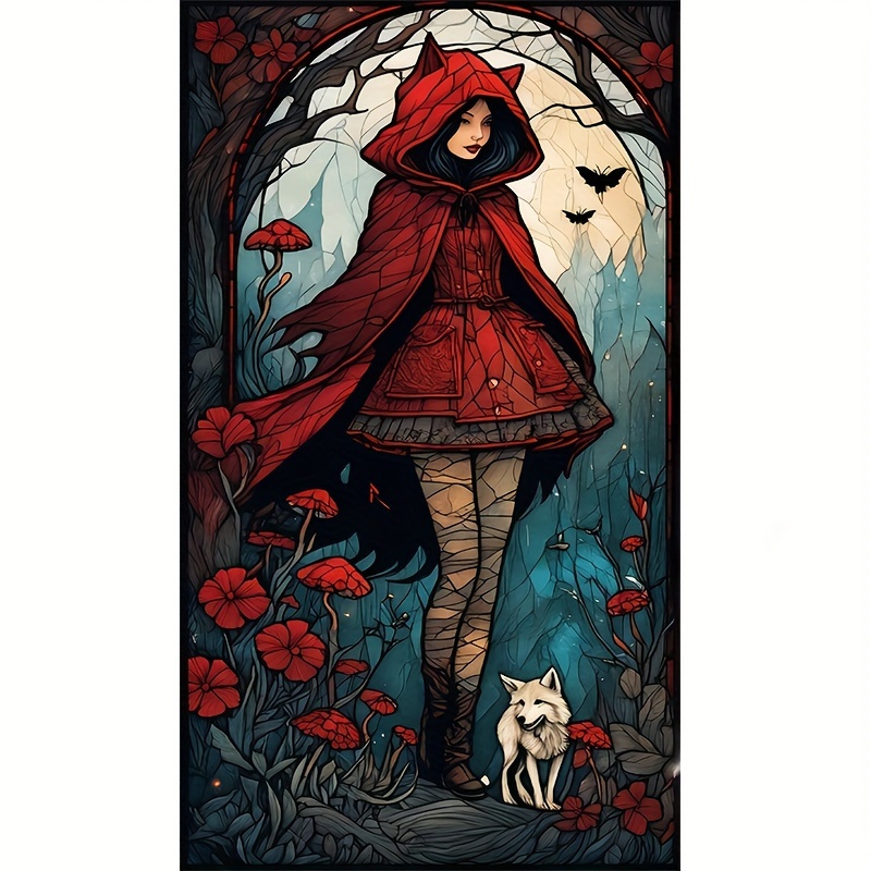 

Red Riding Hood And Wolf 5d Diy Diamond Painting Kit, Full Round Drill Cartoon Theme Canvas, Embroidery Art Craft For Beginners, Perfect Decor For Living Room, Bedroom, Gift For Handicraft Lovers