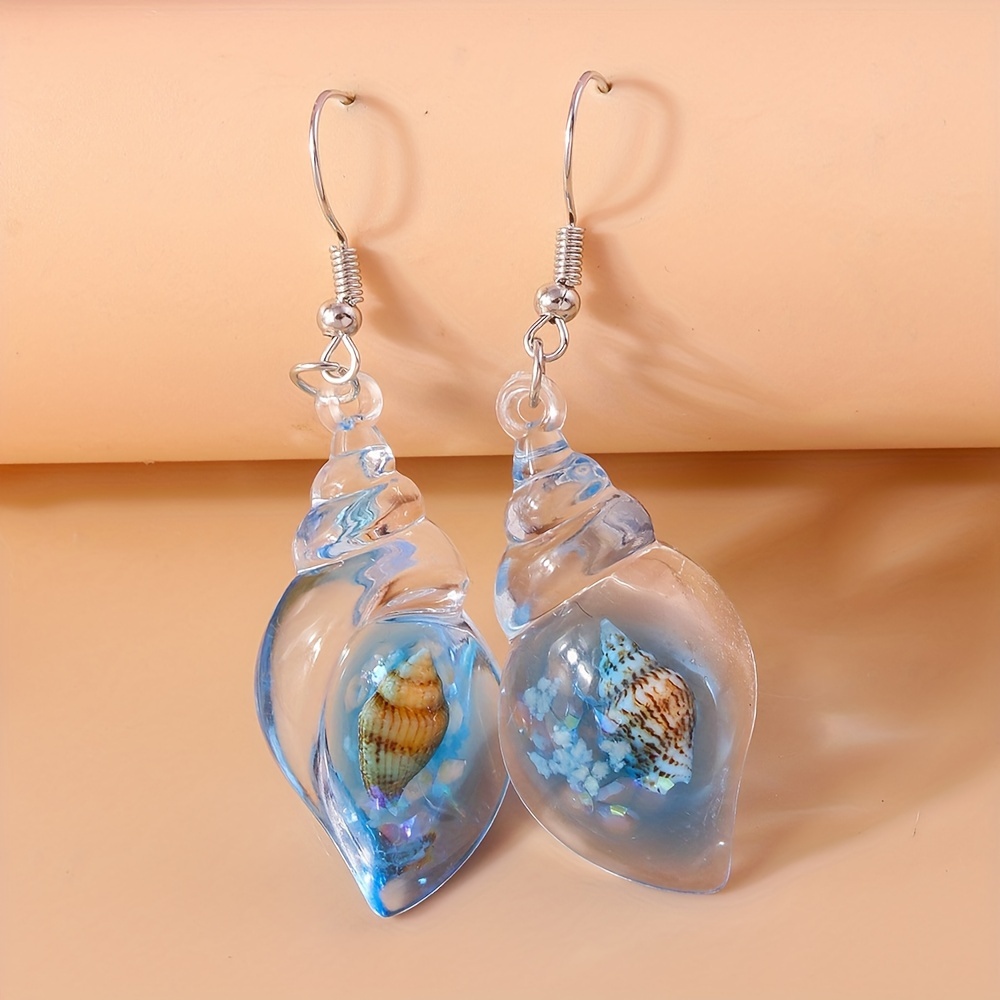 Conch Design Dangle Earrings Cute Summer Beach Holiday Earrings For Music Festival