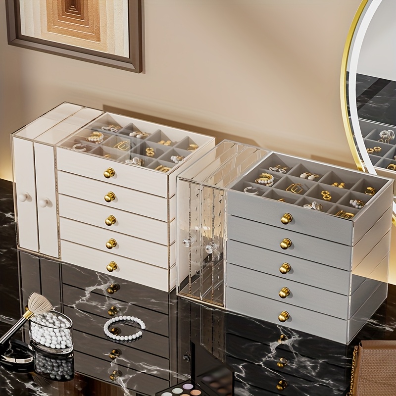 1pc elegant 8 tier transparent jewelry organizer box with fabric drawers large capacity stackable design for bracelets watches rings earrings necklaces versatile desktop storage solution jewelry box jewelry boxe jewelry boxes Product details 2