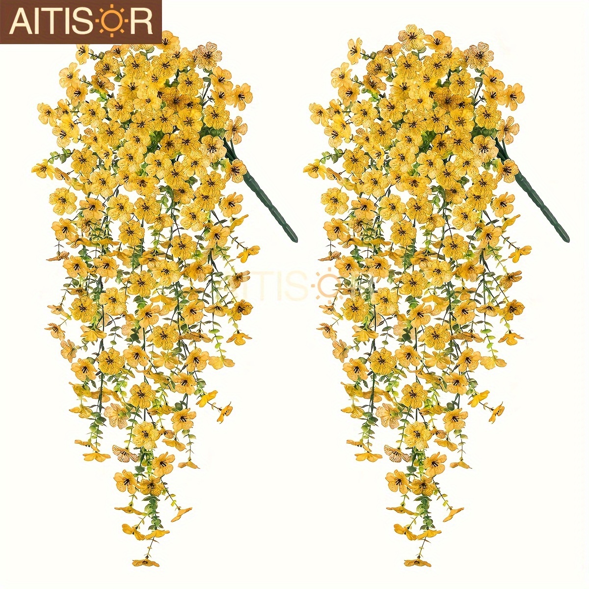 

2 Pcs Style Artificial Hanging Flowers, Uv Resistant Daisy For Outdoor Decor, Plastic Floral Swags For Christmas, Halloween, Easter, Valentine's Day, - Aitisor