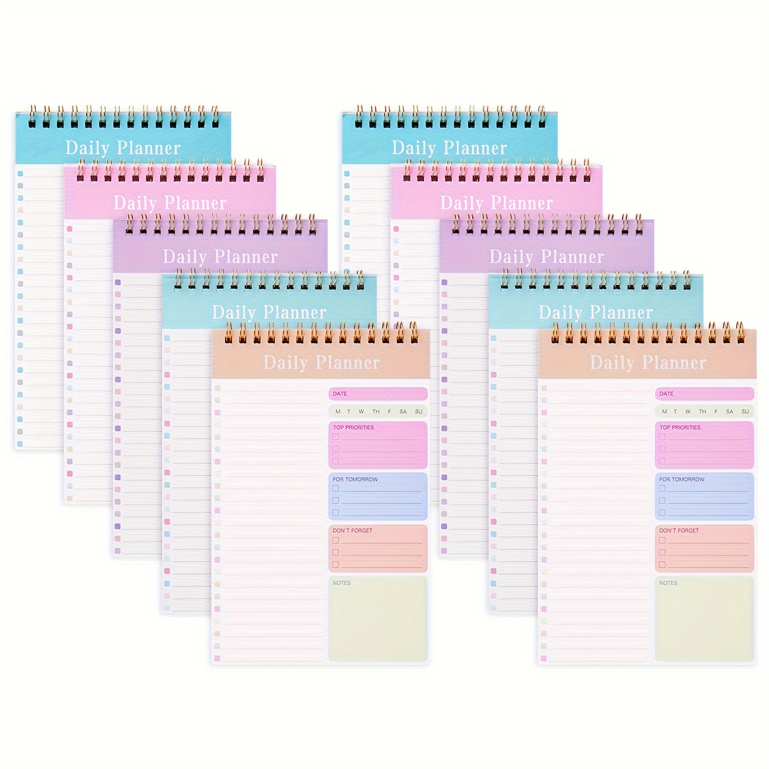 

10-pack Daily Planner Notepads With To-do List - 5.2x7.9 Inches, , Spiral-bound, Academic Planners For Work, Fitness, And Office Organization