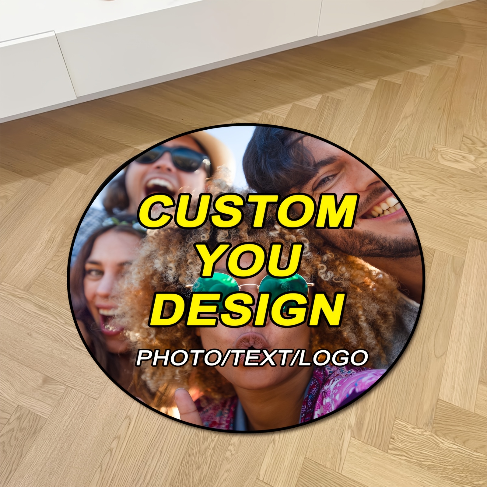 TEMU A Round Rug That Personalized With Text, Images, Or Logos. A Non-slip, Washable Mat Suitable For Home Decoration, Perfect For Birthdays,