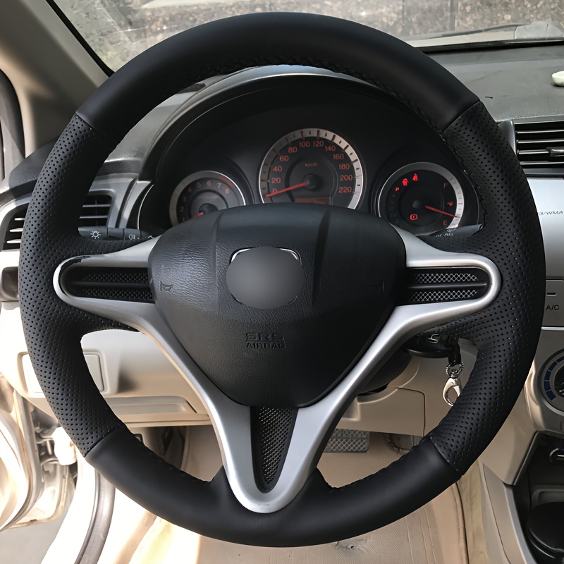 TEMU 1pc Hand Sewing Steering Wheel Cover Car-specific Ultra-fiber Leather Comfortable Suitable For Fit 2008-2011 And 2008-2014