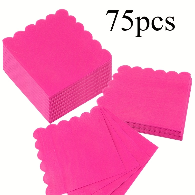 Image of 75pcs/set 2-ply Red Solid Color Wavy Napkins, Size 24cm*24cm, Suitable For: Weddings, , Birthday Party Decorative Napkins, Party Decorations, Party Supplies, Holiday Decorations, Holiday Supplies