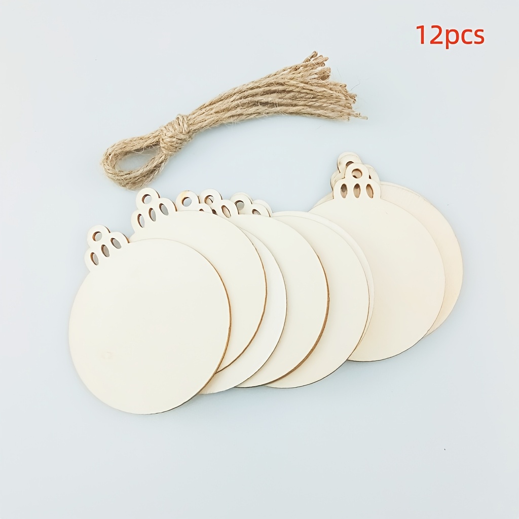 TEMU 12 stuks kunsthouten hangornamenten - Kerstboomversieringen met houtnerf geschikt voor Kerstmis, Halloween, Thanksgiving, bruiloft &