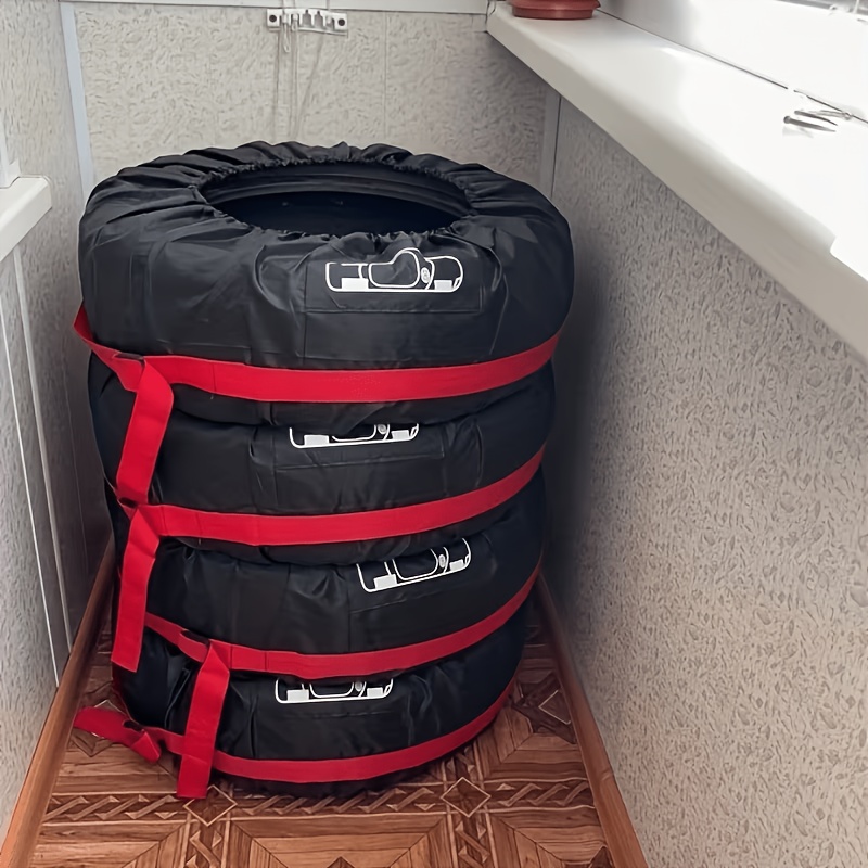TEMU 4pcs Heavy-duty Tire Covers With Adjustable Straps & Reflective Strips - Heavy-duty Wheel Protectors Suitable For All Vehicle Sizes For Trucks,