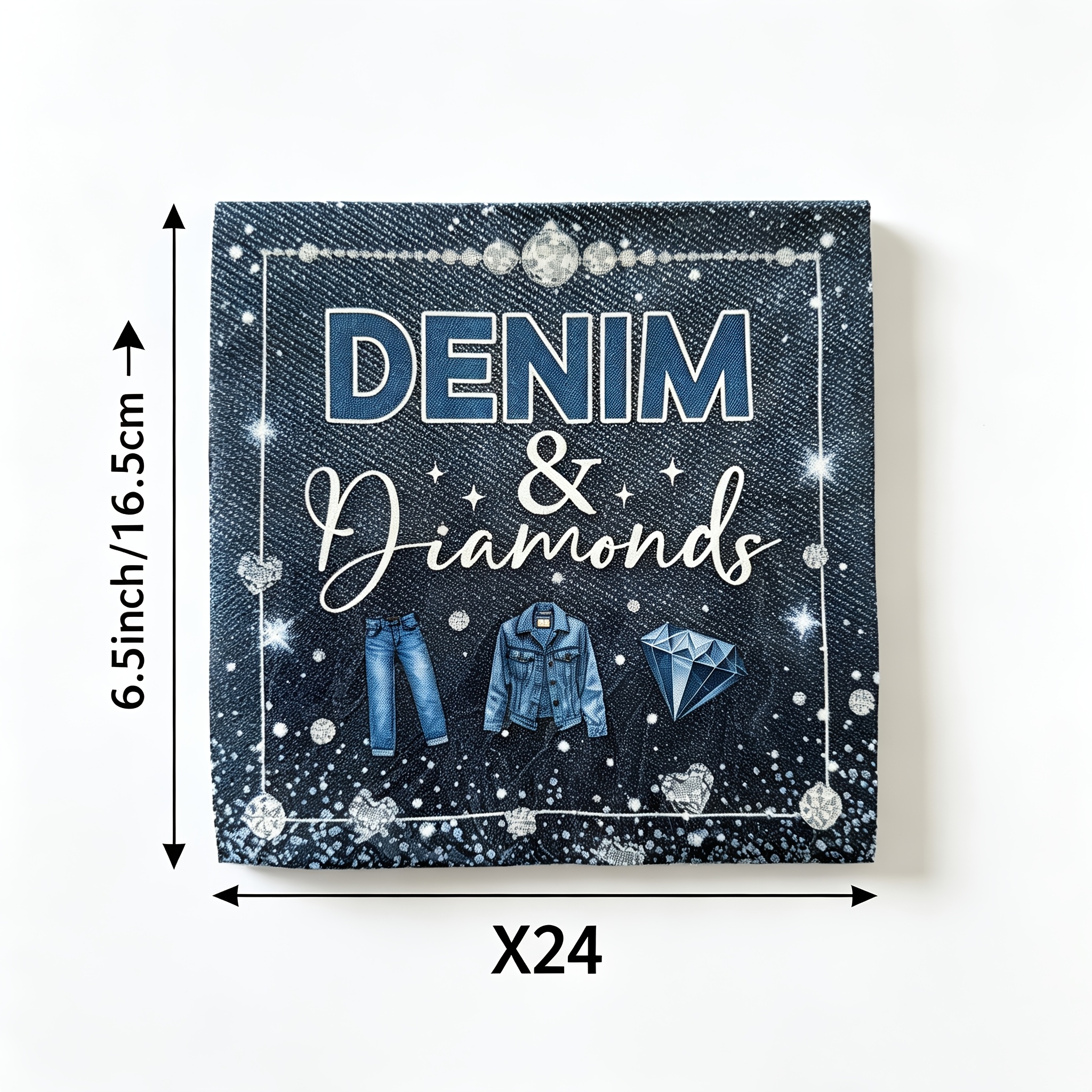 TEMU A Set Of 24pcs Denim Diamond Themed Party Disposable Paper Napkins, Non-laminated For Halloween、christmas
