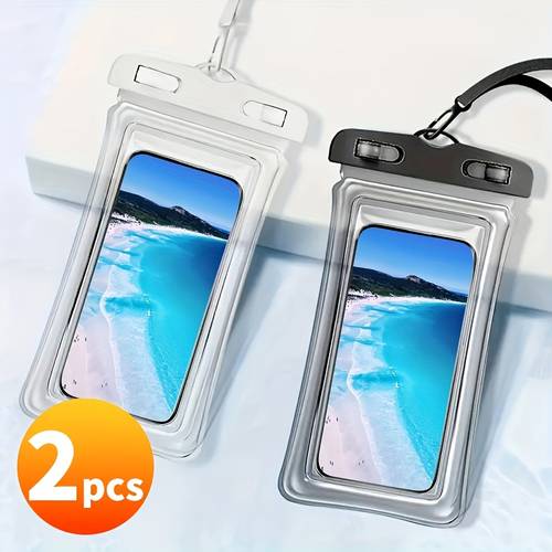 1 2pcs high quality dry bags with dual air cushions lanyard for swimming surfing rain protection fits devices up to 6 8 inches 17 27cm