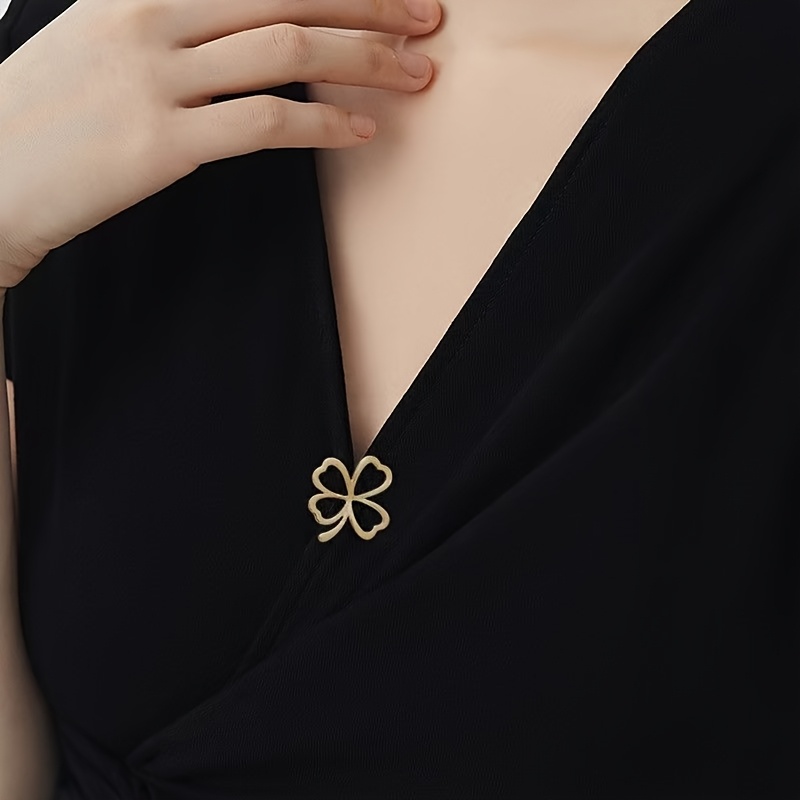 3pcs New Fashion Four-Leaf Clover Metal Buttons, Anti-Slip Design