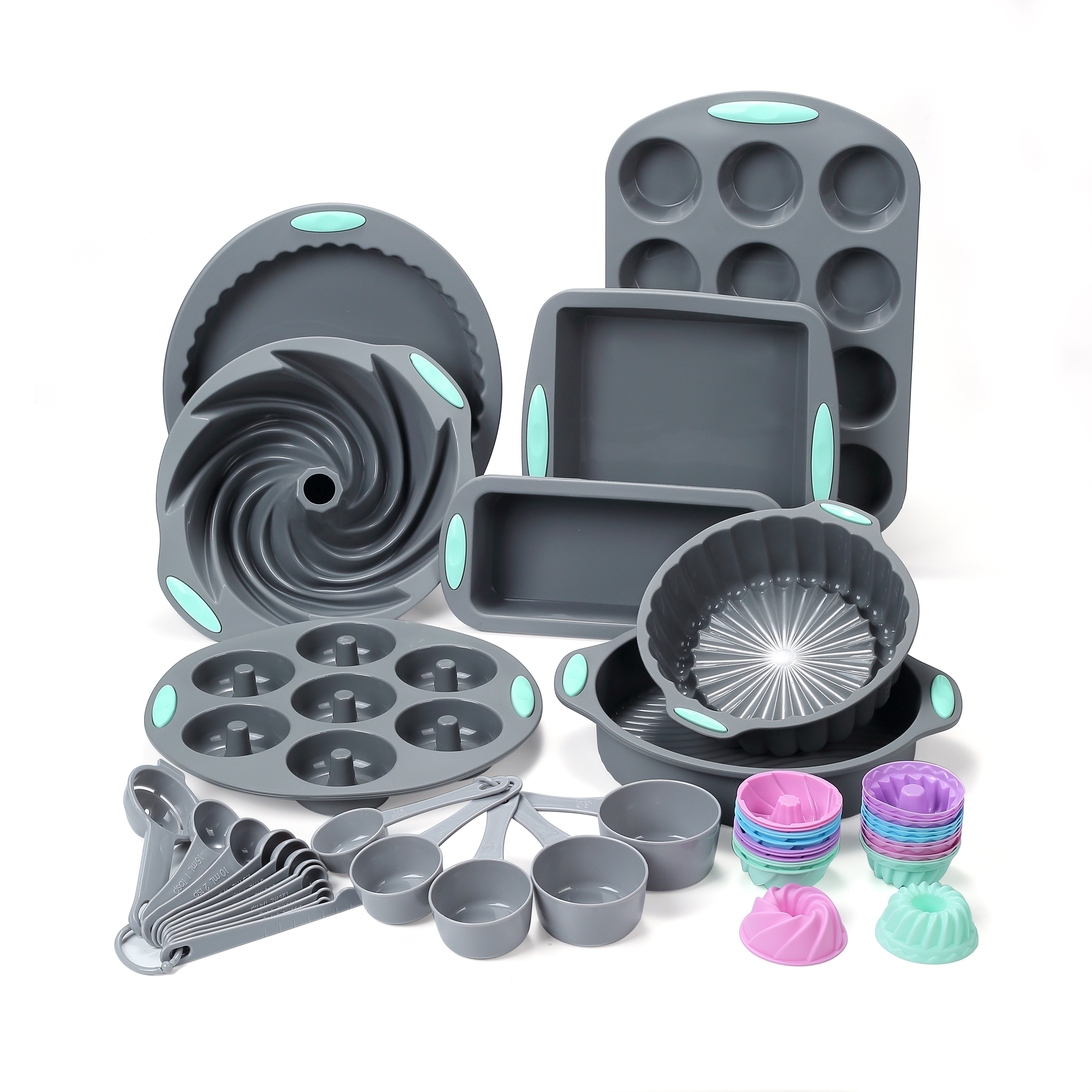 49 pieces silicone baking pan set silicone cake molds Temu
