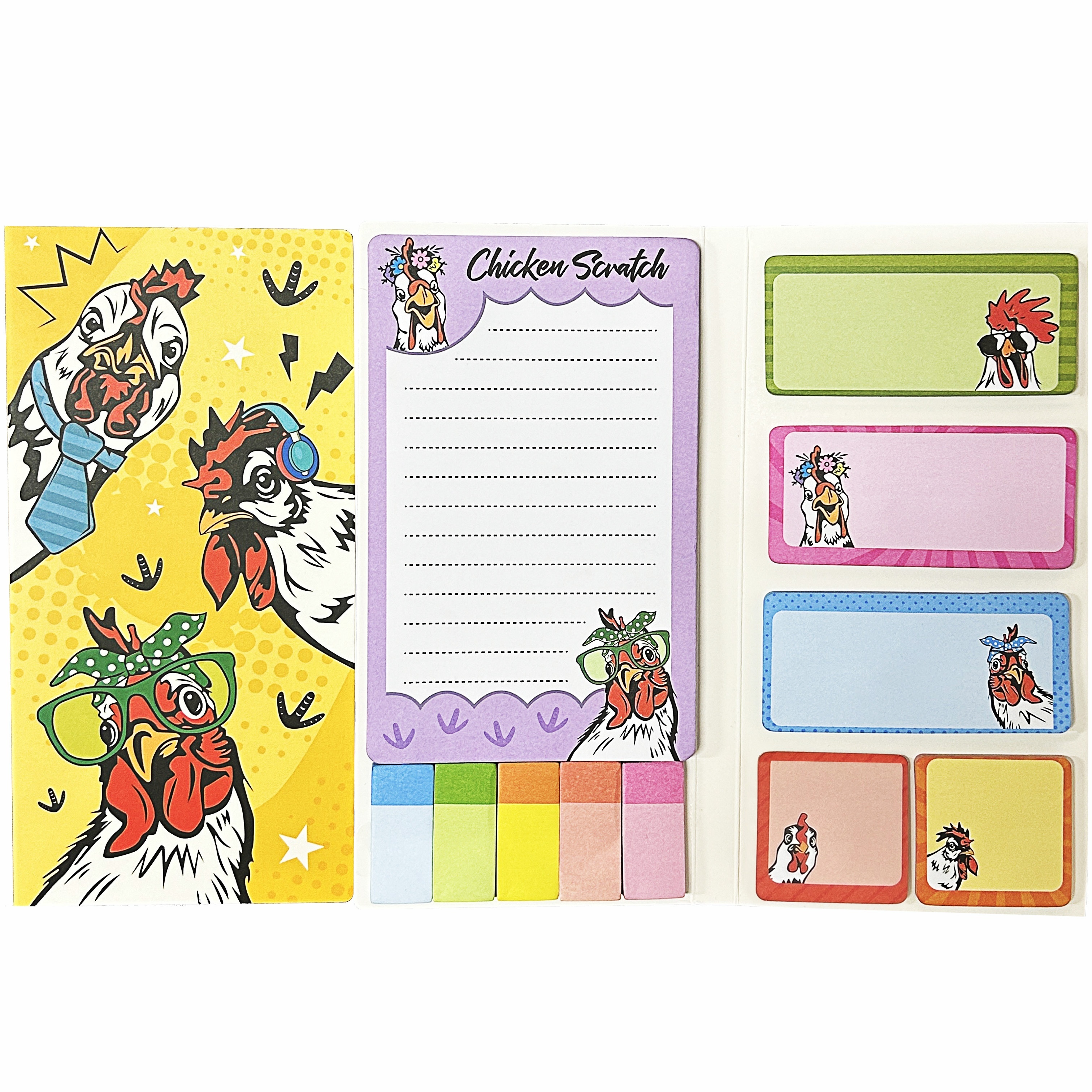 

1pc Funny Chicken Notes Set, 550 Sheets Chicks Self-stick Notes Pads, Self-adhesive Funny Animal Notepad Separation Tabs Memo Pages Notes For Teacher School Office