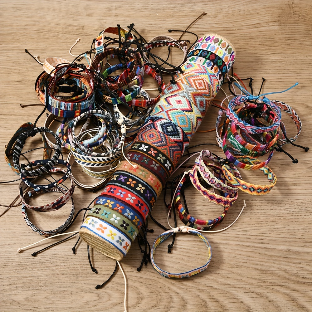12/24/36pcs Set Bohemian Colored Hand Rope Random Styles