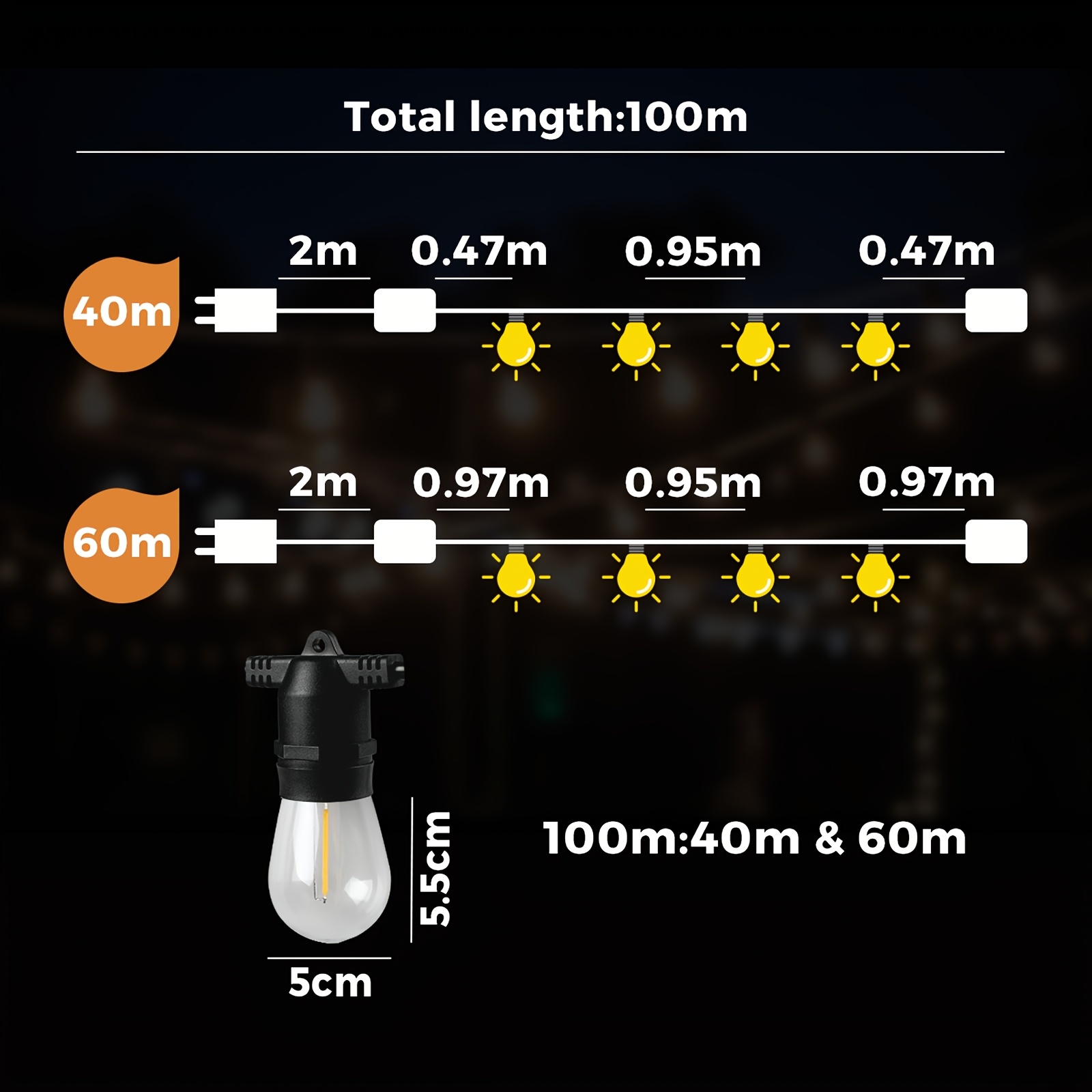TEMU 20m-120m Led String Lights Christmas Wedding Outdoor