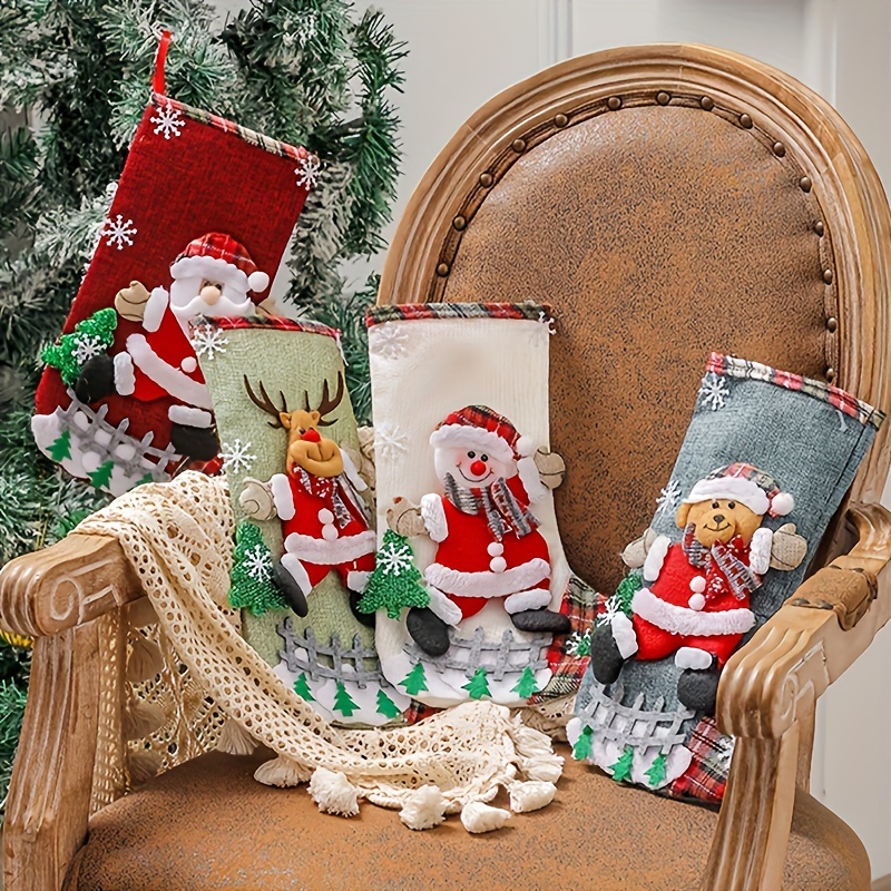 

4pcs Christmas Stockings Set - , Snowman & For & Decor