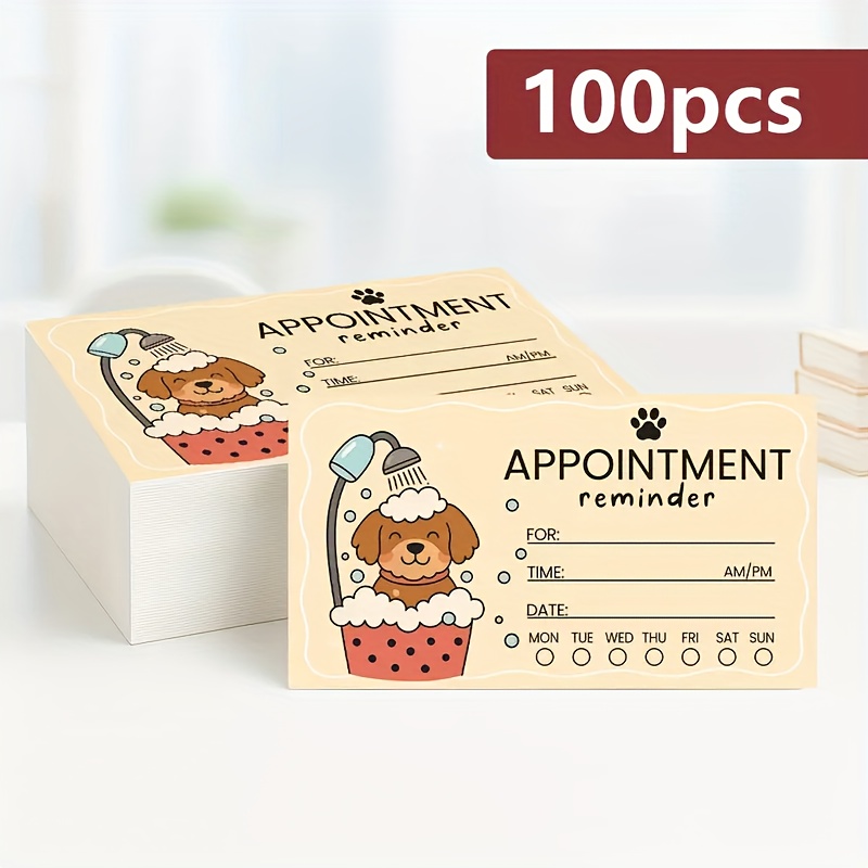 TEMU 50/100 Pet Grooming Appointment Reminder Cards - Featuring , Suitable For Pet Grooming, Veterinary , , And Hospitals, Essential For Client
