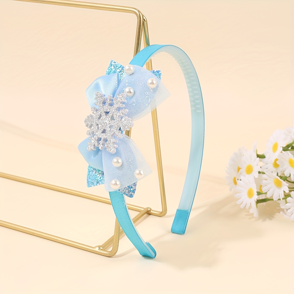 Image of 1pc Of Glittery Snowflake Bow Headbands For, Sparkling Hair Additions Perfect For Christmas Outfits
