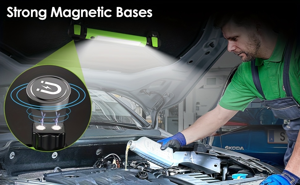 work light 2500lm bright led work lights 5200mah rechargeable magnetic under bonnet work light bar with hooks cordless portable   light for mechanics for car bonnetgarage workshop emergency for fathers gift Product details 1