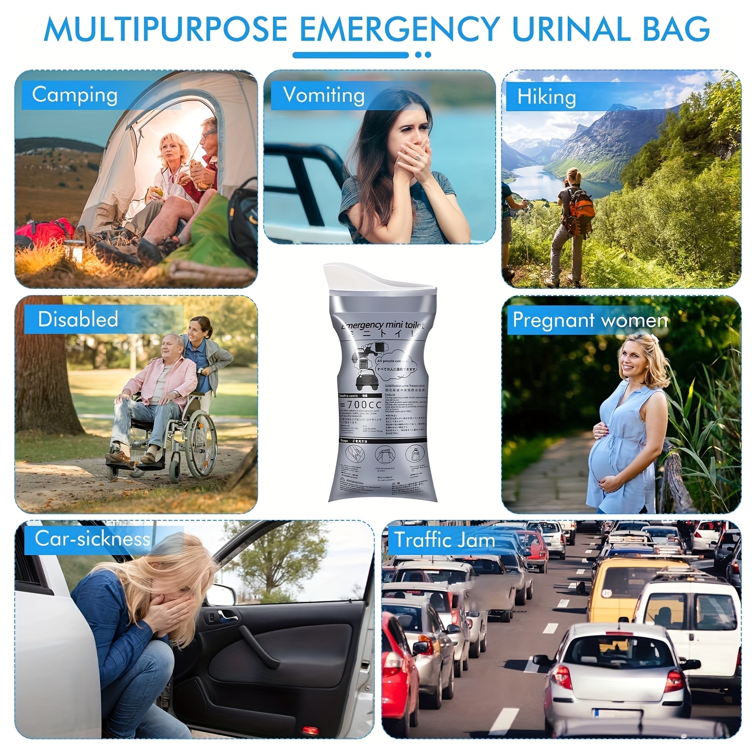 5/10/20pcs Disposable Emergency Urine Bag: Portable Camping, Travel, And Traffic Jam Emergency Solution for Men And Women
