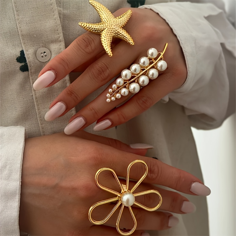 TEMU 3pcs Bohemian Style , Starfish, Flower, Earrings Set, Sets For Women, S, Dance, Party, Banquet, , Birthday, Valentine's Day, Women's Party