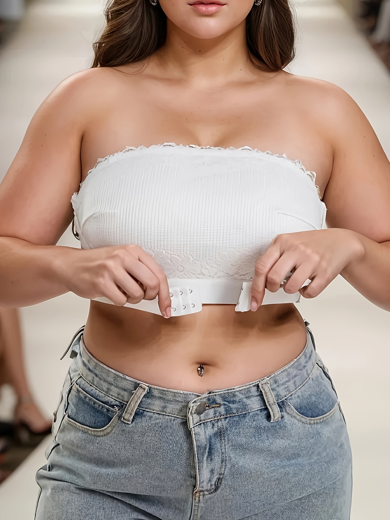 Women's Sexy Bra Plus Size Contrast Lace Front Closure Push - Temu