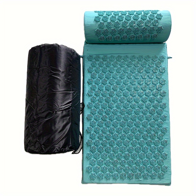 

Acupuncture Massage Mat Yoga Mat With Geometric Pattern, 100% Cotton, Green - Supports Natural And Relaxation