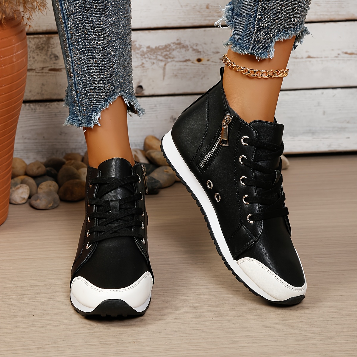 TEMU Ladies Casual Fashion Zipper Short Boots, Women Shoes
