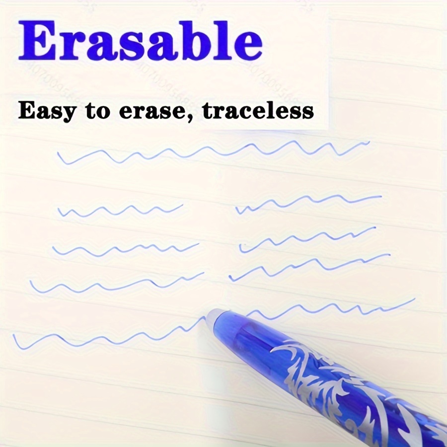 8pcs/set Erasable Pens Gel Rolling Ball Smooth Writing 0.5mm Pens With Eraser For School Classroom Teacher Office Stationary School Supplies Gifts Black Blue Red Pink Orange Purple Light Blue