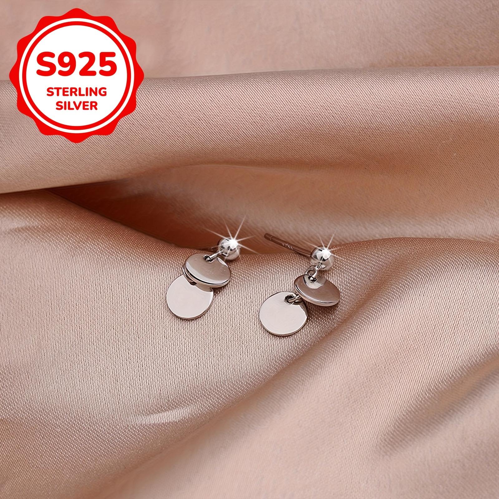 925 Sterling Silver Mini Round Disc Stud Earrings, Lightweight