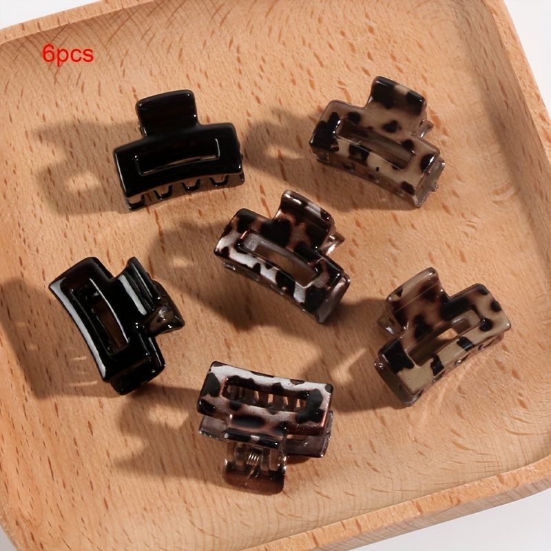 Image of 6pcs Temperament Retro Small Leopard Hair Clip Half Tied Clip Out Party Travel Photos Home Commuting Sense Headdress Holiday Gift