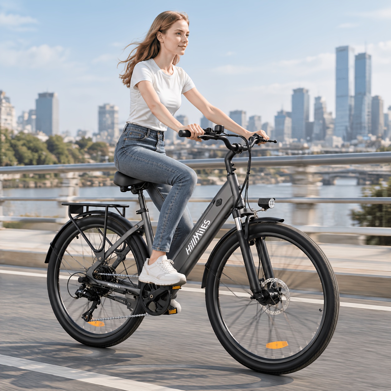 Image of Milecity 1 26" , Long Range 36v 13ah Hidden Battery, 250w, 7-speed, Disc Brakes, 25km/h Commuter Bicycle For Women/men, Light Green/gray