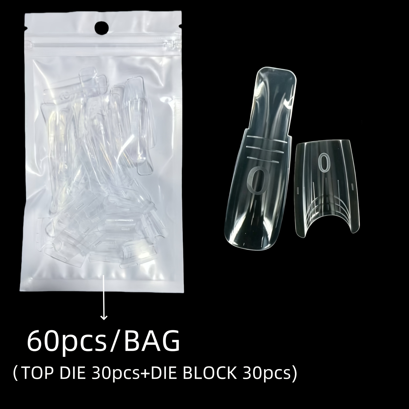 TEMU 60pcs Square Sandwich Nail Extension Form Set, Sandwich Layer Design With 30 Top Forms And 30 Base Forms, Gel Quick Extension Nails, Creative