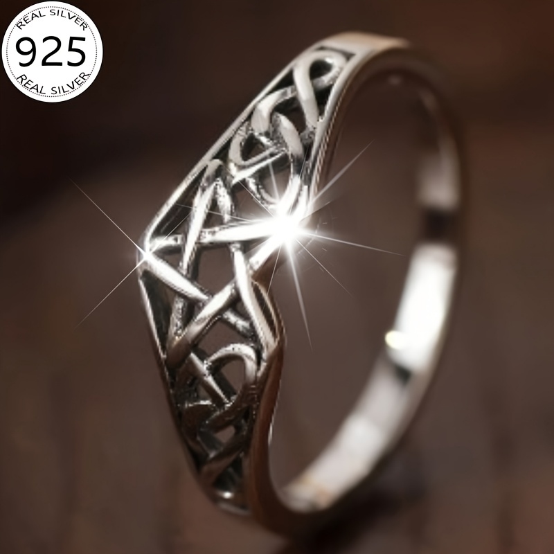925 Silver Celtic Knot & Pentagram Ring for Men & Women