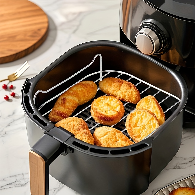 Freidora de Aire Portátil Versátil de Acero Inoxidable 304 con Parrilla y Brochetas - Apilable para Cocina en Horno, Microondas y Freidora de Aire, Ideal para Hornear, Cocer al Vapor y Panear - Regalo Perfecto, Utensilio de Cocina Duradero