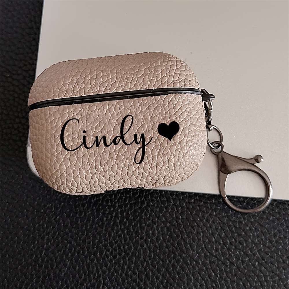 TEMU [customized]personalized Custom Name Letters Customize Earphone Case For Airpods 1 2 Airpods 3 Airpods 4 Airpods Pro 2 Airpods Pro Luxury Lychee