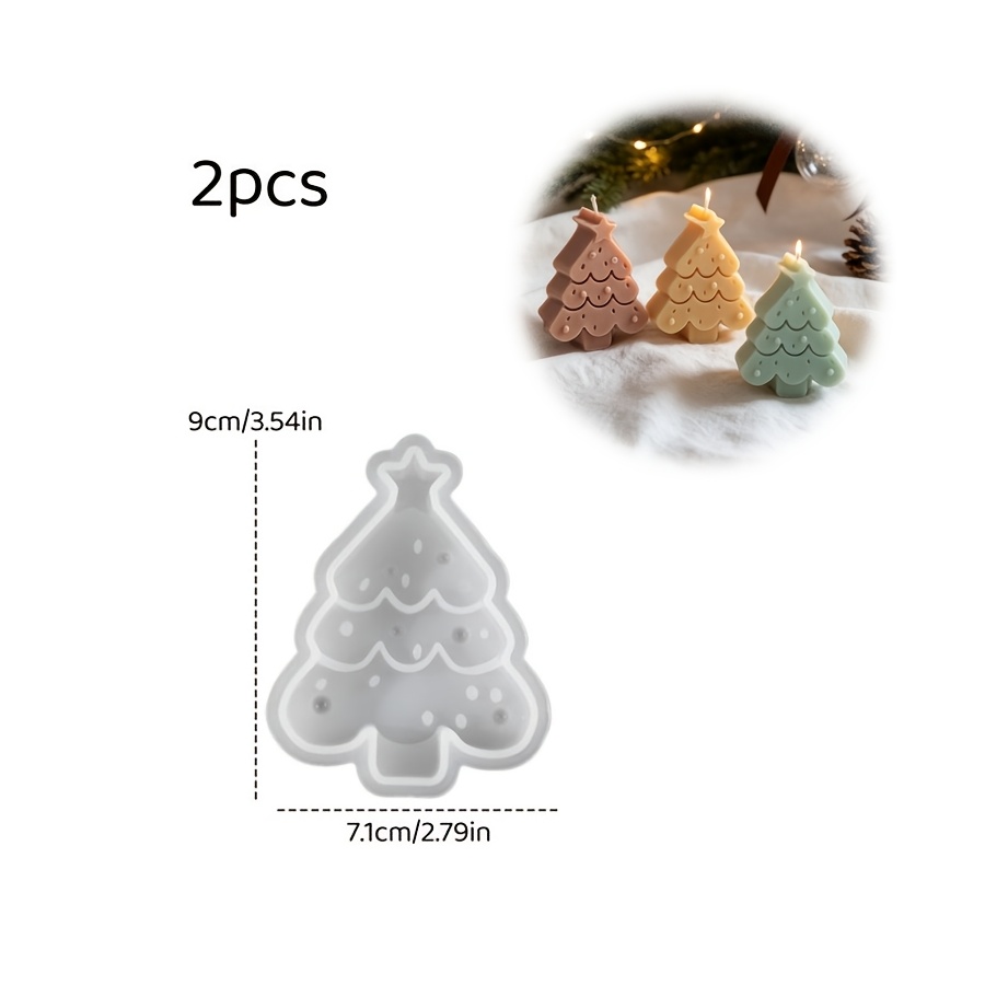 TEMU 2 Diy Resin Molds For Christmas Star-striped Christmas Tree Candle Ornaments, Suitable For Making Drop-casting Plaster Candles, Products, Home