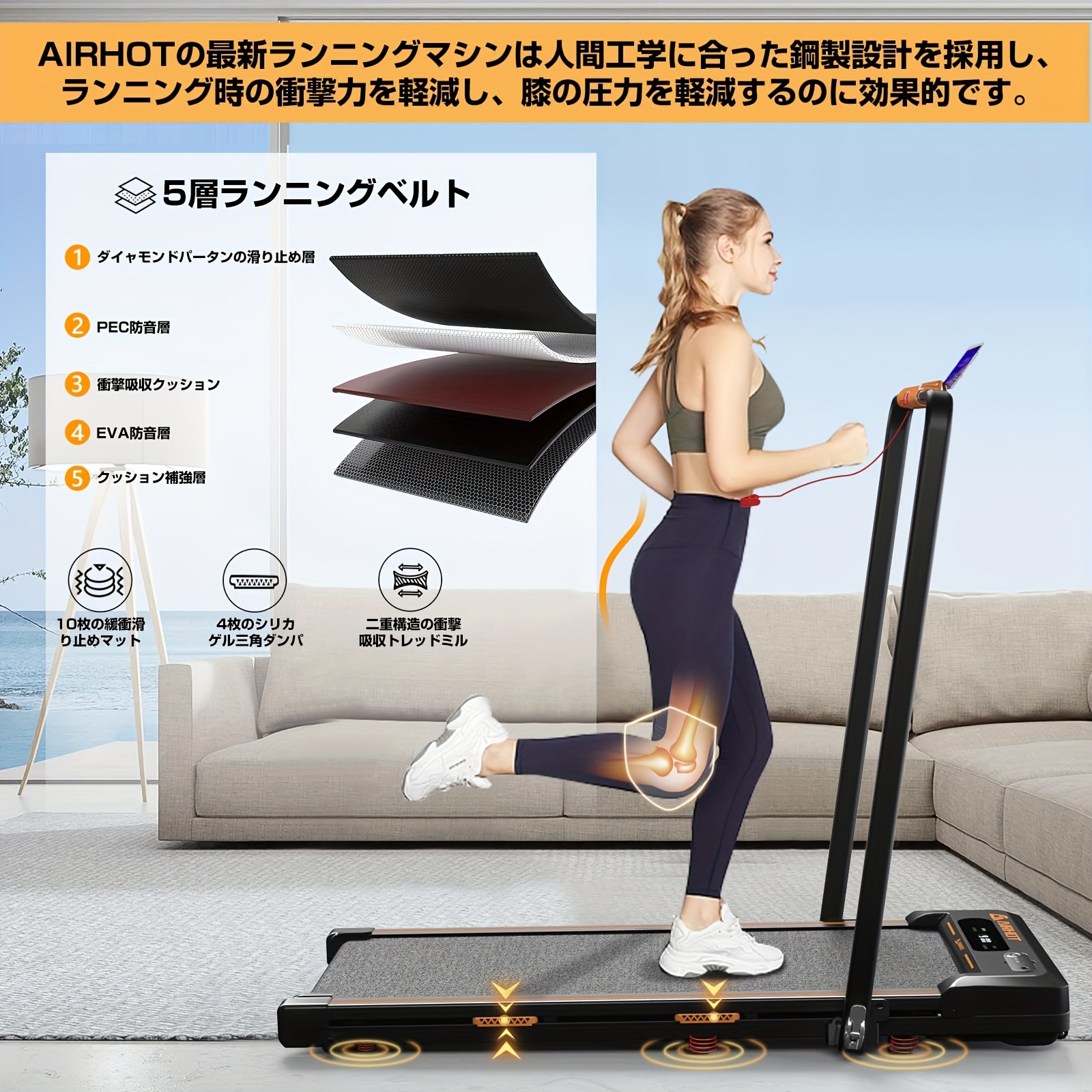 電動 ミル 2 in 1 折りたたみ式ウォーキングマシン 最大速度10km/h 