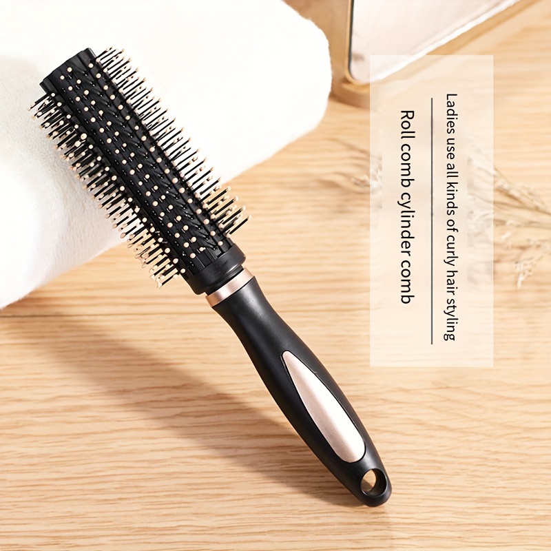 

Round Barrel Hair Brush For Easy, Smooth And Straight Styles - 1 Pack Plastic Normal Hair Type Fine-tooth Comb With Abs Plastic Handle, Portable Professional Styling Tool