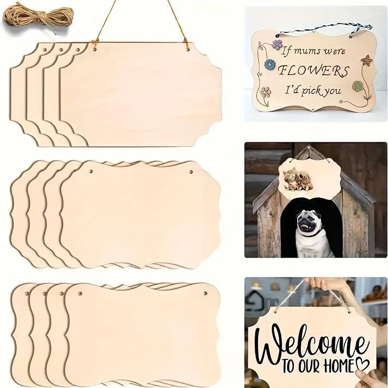 

12-pack Unfinished Wood Hanging Signs, Customizable Shaped Wooden Plaques For Crafts, Diy Painting, Graffiti, Room Wall Decor, Engraving & Personalized Art, With Hanging Twine