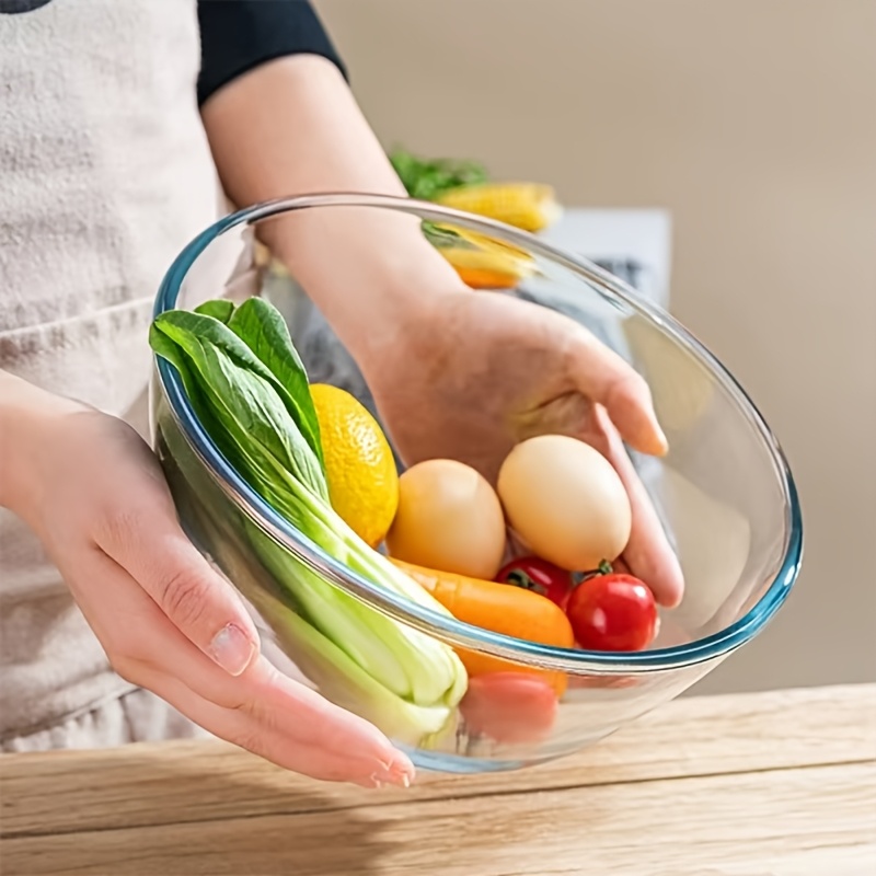 2700ml Durable Borosilicate Glass Mixing Bowl - Microwave Safe, Thick For Heat Resistance, Perfect For Kitchen & Dining, Transparent