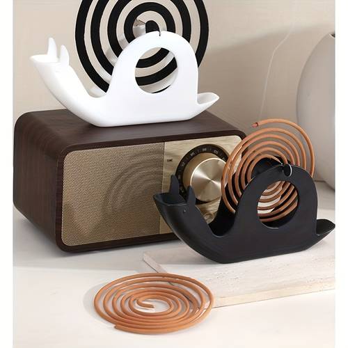 fireproof and heat resistant mosquito coil holder snail shaped durable plastic mosquito repellent rack no electricity required sandalwood ash and black bathroom and home decoration indoor device easy and stylish design