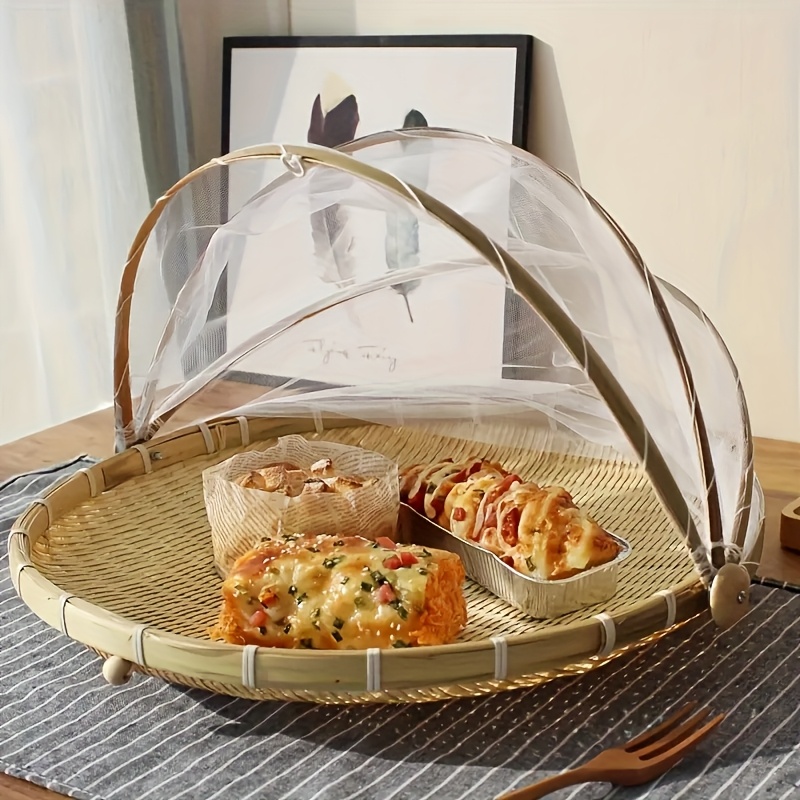 large capacity handmade wooden food cover foldable net practical and space saving storage avoiding dust and breathable preventing mosquitoes and flies from   food suitable for kitchen dining table outdoor   and camping