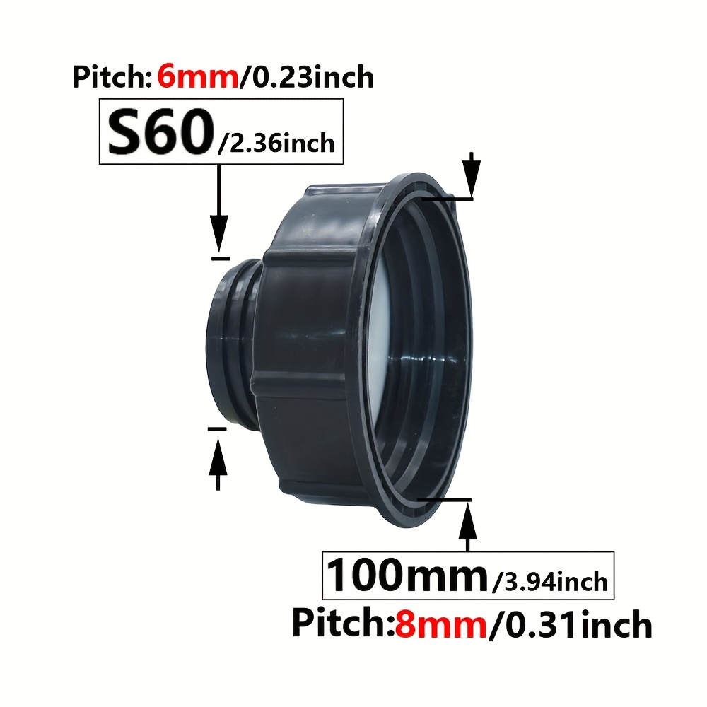 Image of Ibc Tank Adapter 100mm X S60 2" Thread Connector Ton Connector 6mm Coarse Thread 1000 Liter Ibc Tank Fitting End Cap Connector For Outdoor Rainwater Bucket