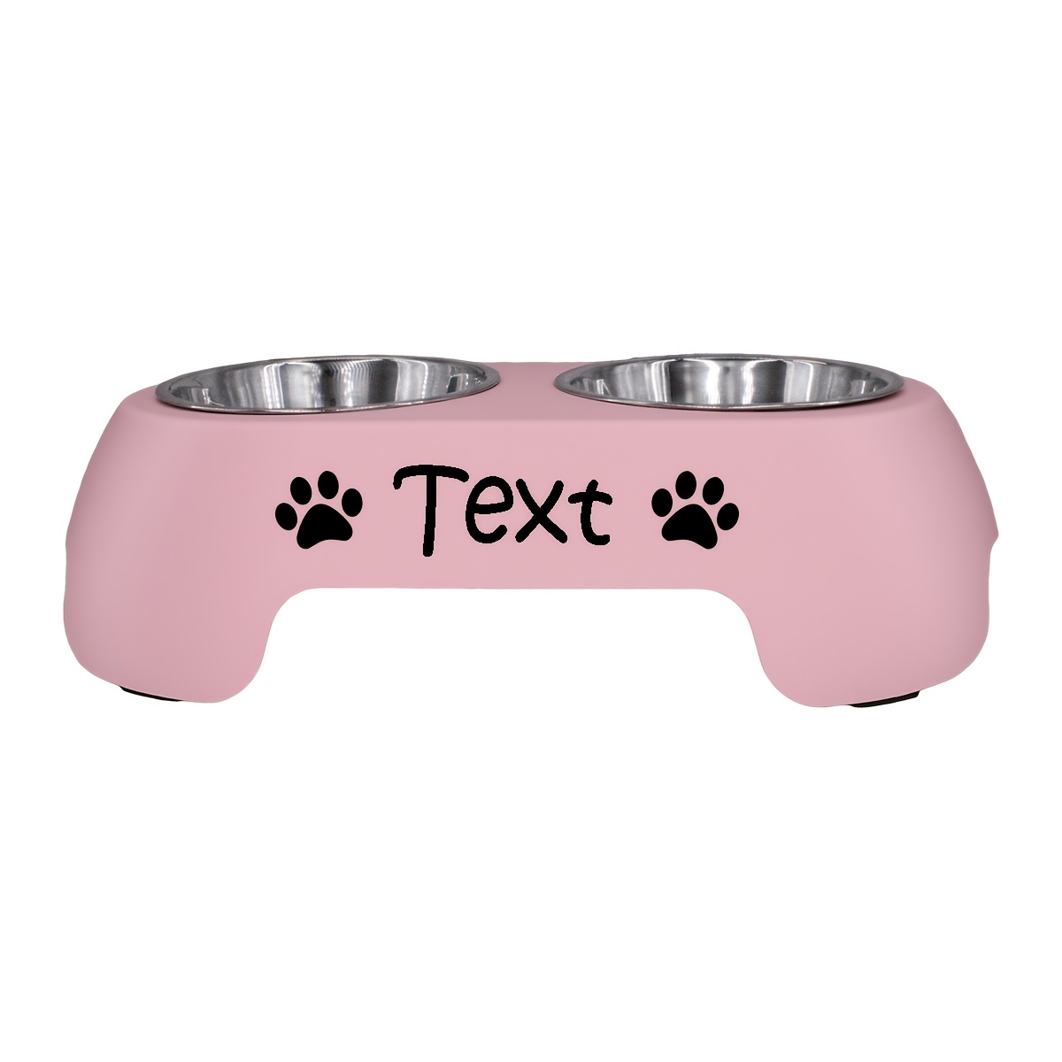 TEMU [customized]personalized Stainless Steel & Plastic Pet Bowl With Custom . Dual-bowl Design For Food And Water, With Anti-toppling And Anti-spill