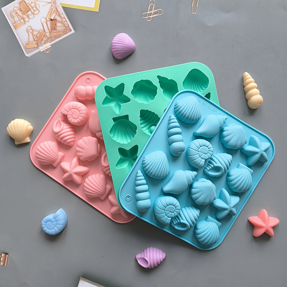 

1pc 12-cavity Silicone Mold For Candy, Chocolate & Ice - Conch And Starfish Shapes - Diy Baking And Kitchen Crafts