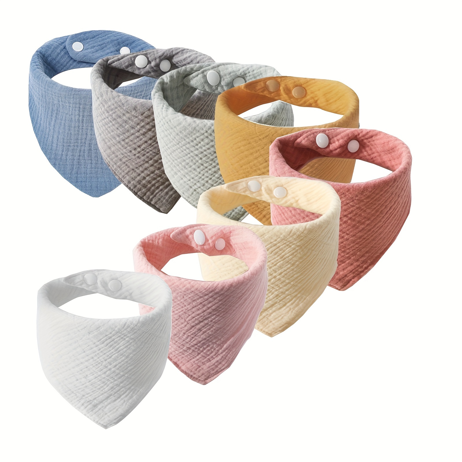 

3/5pcs Plain Color Feeding Bibs For Teething And Drooling, 4-layer Soft Absorbent Bandana Bibs