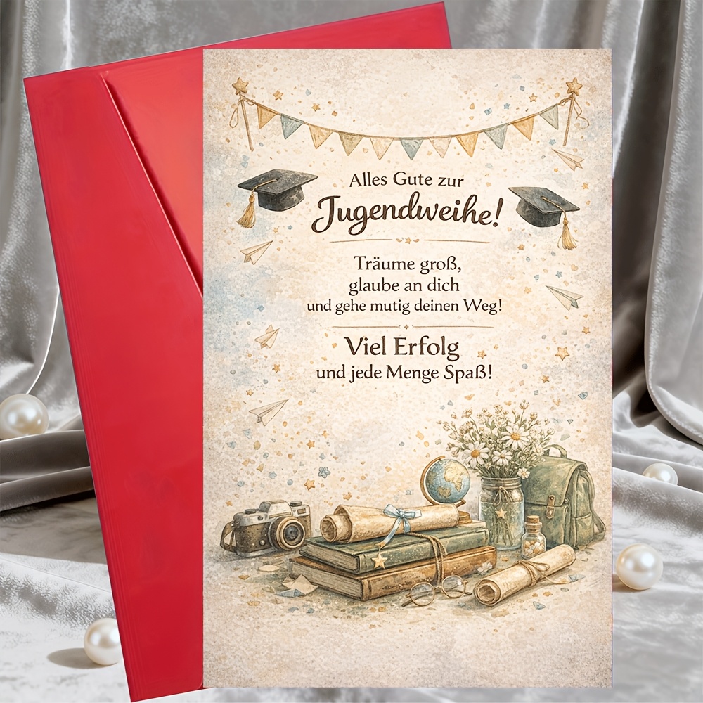 E-shop 1 Grußkarte + 1 Umschlag Deutsche Jugendweihe Abschlusskarte Glückwunsch Traum Groß Glaube an Dich Elegantes Geschenk für Teenager von Eltern