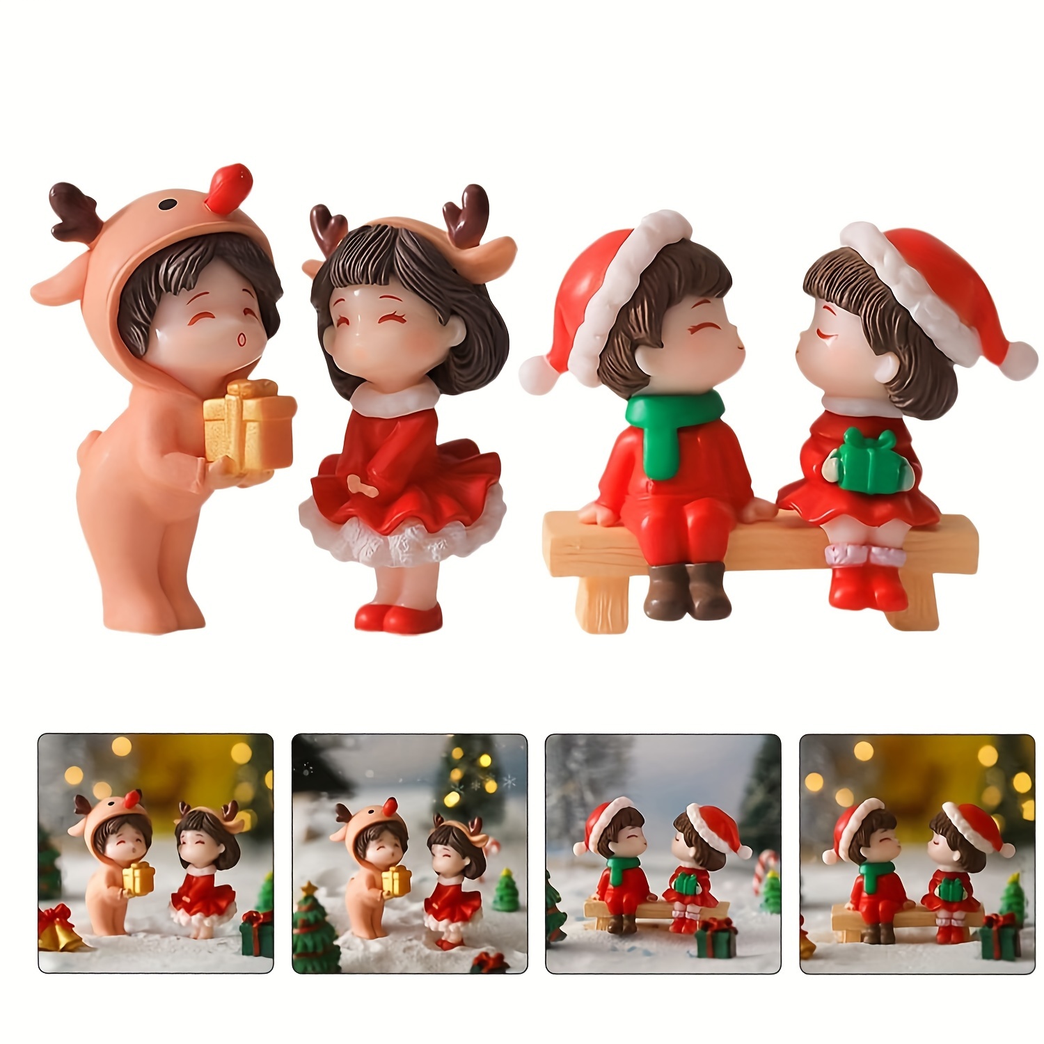 

5pcs Set Of Mini Christmas Ornaments - Desktop & Dollhouse Decor, No Batteries Required