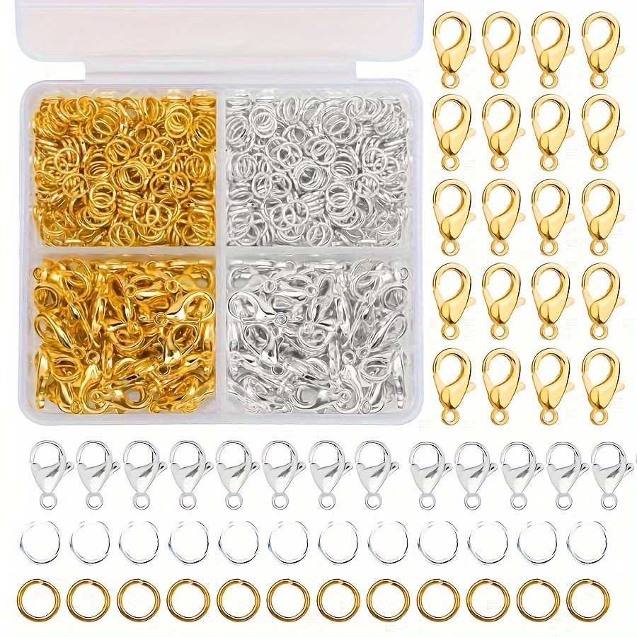 

300-piece Crafting Kit: Golden And Metallic Alloy Lobster Clasps, Open Rings - Diy Bracelets, Necklaces, Earrings, Keychains, Phone Charms & Anklet Components Set